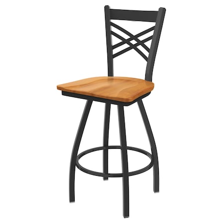 Holland Bar Stool Co 36" Swivel X-Tall Bar Stool, Pewter Finish, Med Maple Seat X820